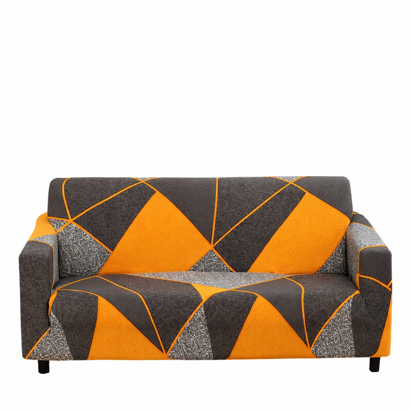 Anyseat 4-Seater Sofa Cover – Marigold Geometric Style Slipcover for Living Room Chair Protection