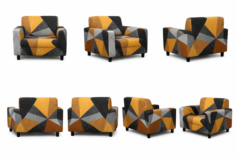 Anyseat 1-Seater Sofa Cover – Golden Yellow Geometric Style Slipcover for Living Room Chair Protection