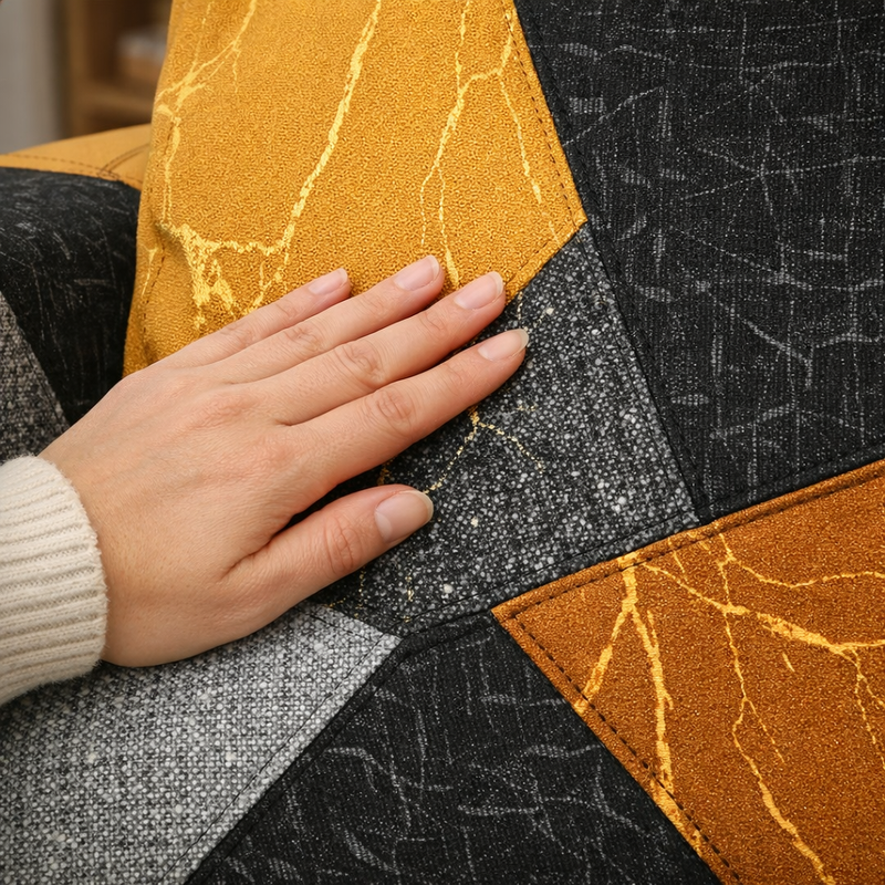 Anyseat 1-Seater Sofa Cover – Golden Yellow Geometric Style Slipcover for Living Room Chair Protection