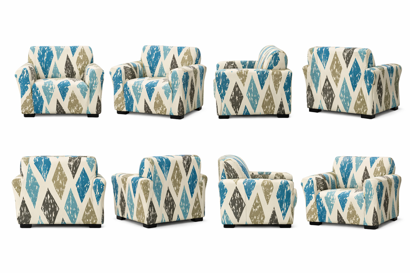 Anyseat 1-Seater Sofa Cover – Khaki Blue Geometric Style Slipcover for Living Room Chair Protection