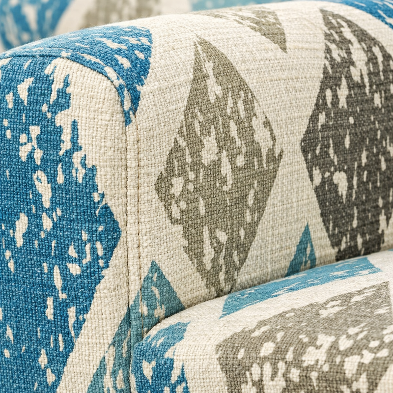Anyseat 2-Seater Sofa Cover – Khaki Blue Geometric Style Slipcover for Living Room Chair Protection