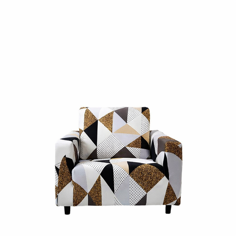 Anyseat Beige Geometric Style Sofa Cover – 1‑Seater Stretchable Slipcover for Living Room Chair Protection