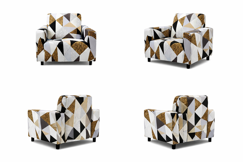 Anyseat Beige Geometric Style Sofa Cover – 1‑Seater Stretchable Slipcover for Living Room Chair Protection