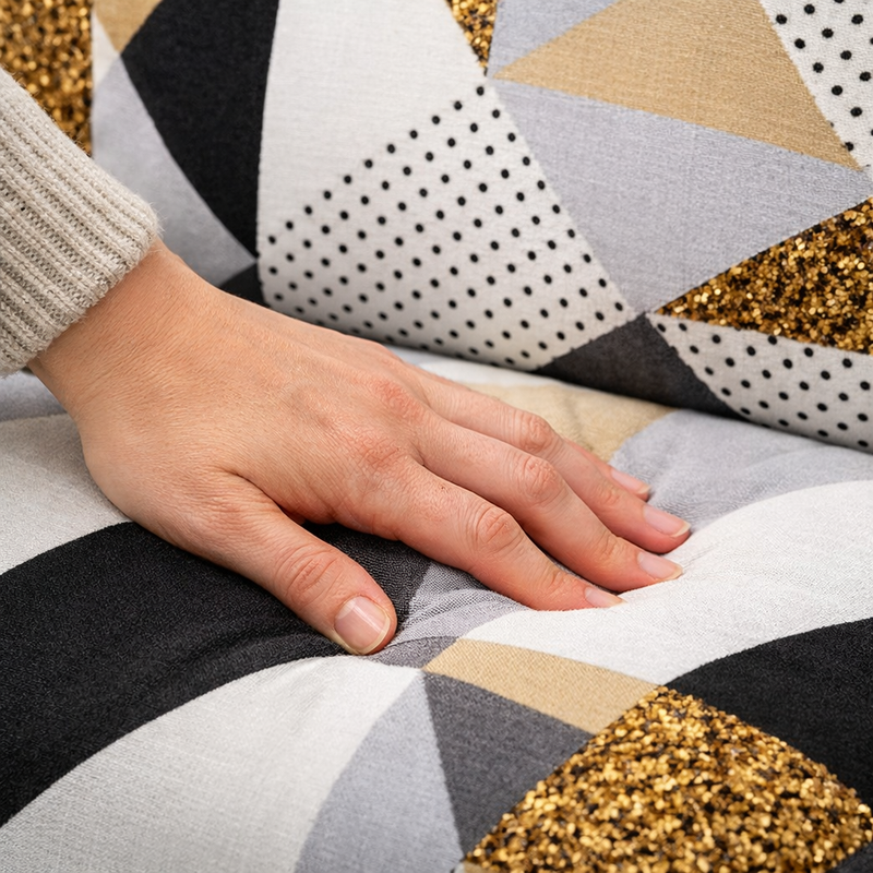 Anyseat Beige Geometric Style Sofa Cover – 1‑Seater Stretchable Slipcover for Living Room Chair Protection