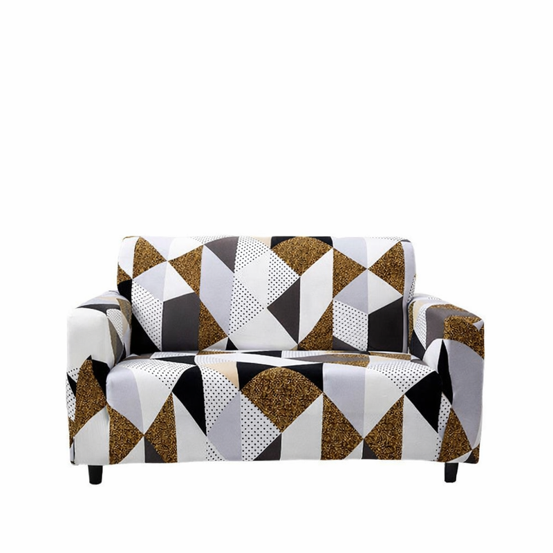 Anyseat Beige Geometric Style Sofa Cover – 2‑Seater Stretchable Slipcover for Living Room Chair Protection