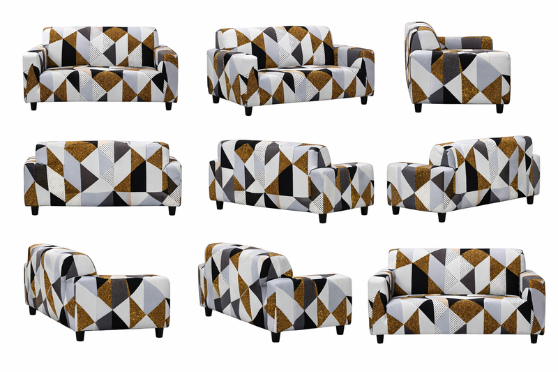 Anyseat Beige Geometric Style Sofa Cover – 2‑Seater Stretchable Slipcover for Living Room Chair Protection
