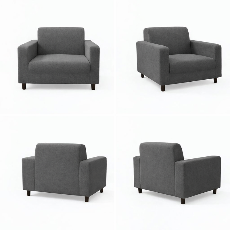 Anyseat 1-Seater Sofa Cover – Plain Gray Style Slipcover for Living Room Chair Protection