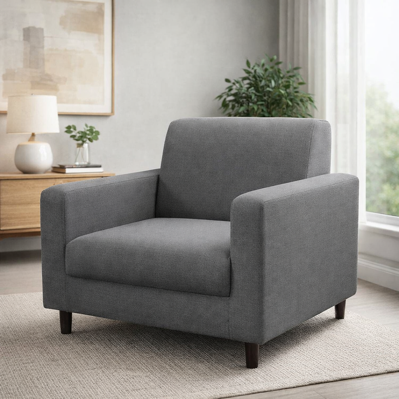 Anyseat 1-Seater Sofa Cover – Plain Gray Style Slipcover for Living Room Chair Protection