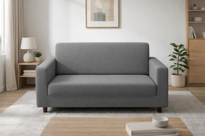Anyseat 2-Seater Sofa Cover – Plain Gray Style Slipcover for Living Room Chair Protection