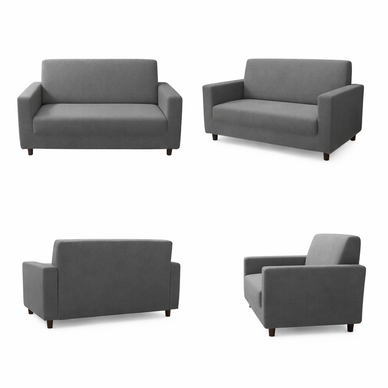 Anyseat 2-Seater Sofa Cover – Plain Gray Style Slipcover for Living Room Chair Protection