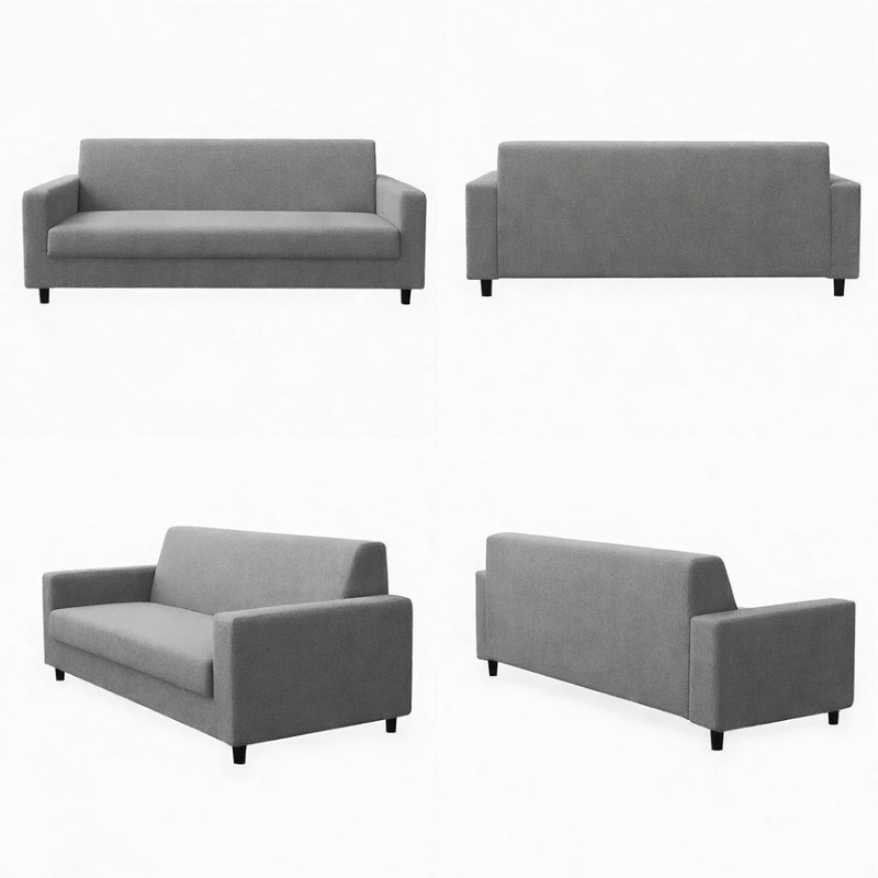 Anyseat 3-Seater Sofa Cover – Plain Gray Style Slipcover for Living Room Chair Protection