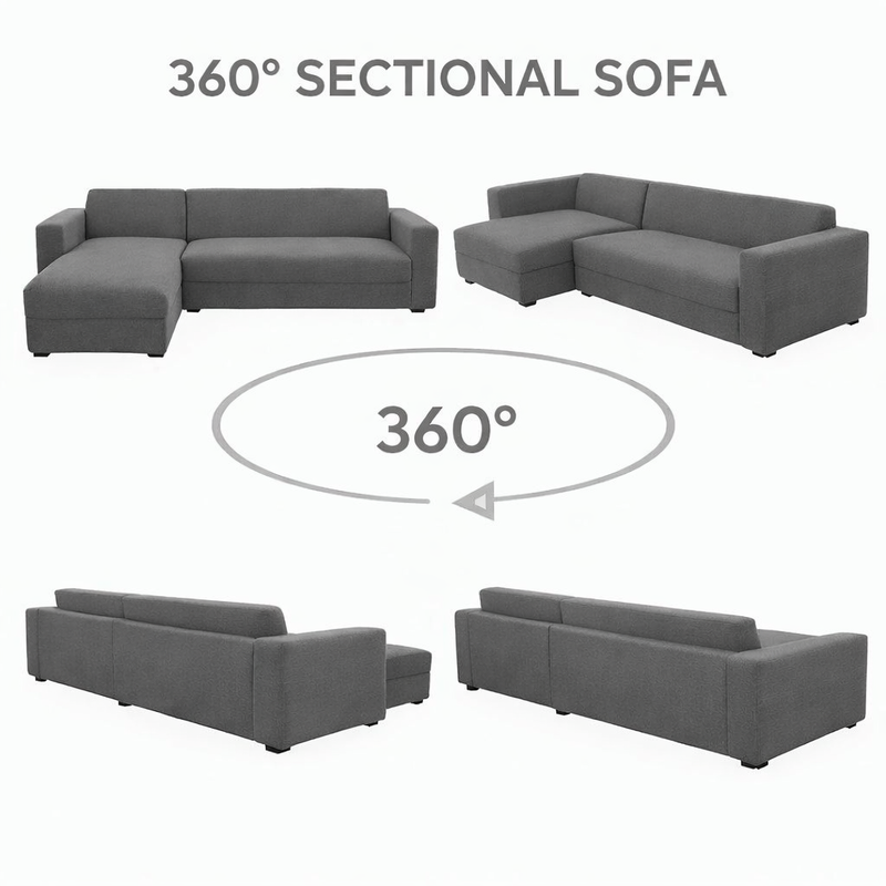 Anyseat 4-Seater Sofa Cover – Plain Gray Style Slipcover for Living Room Chair Protection