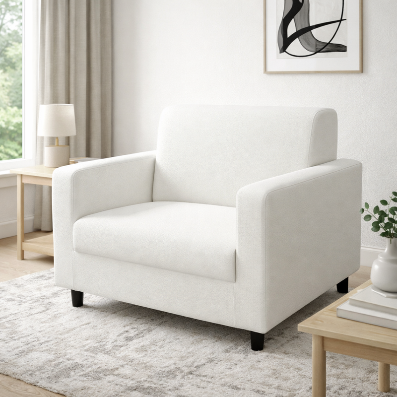 Anyseat 1-Seater Sofa Cover – Plain White Style Slipcover for Living Room Chair Protection