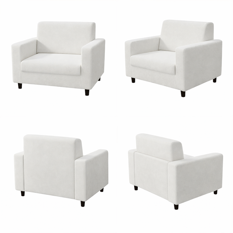 Anyseat 1-Seater Sofa Cover – Plain White Style Slipcover for Living Room Chair Protection