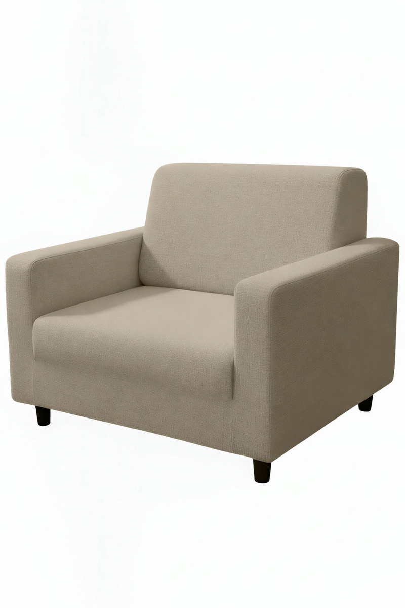 Anyseat 1-Seater Sofa Cover – Plain Beige Style Slipcover for Living Room Chair Protection