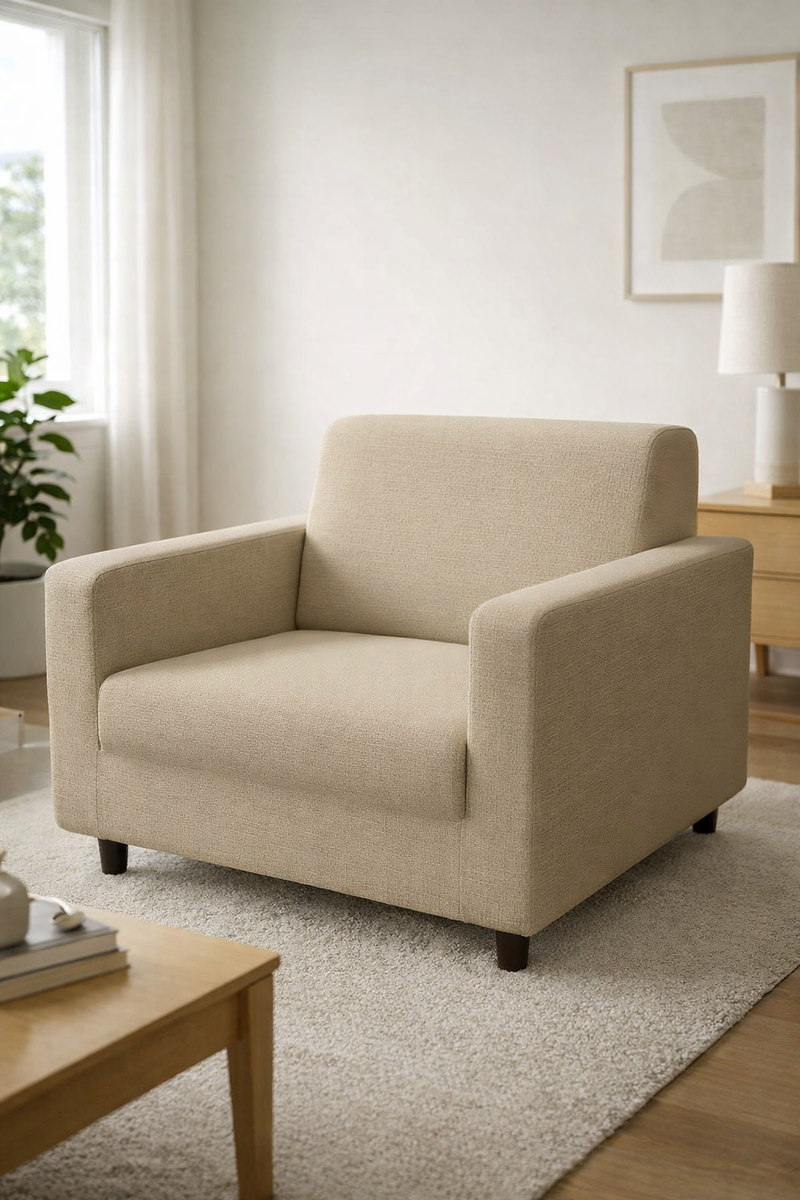 Anyseat 1-Seater Sofa Cover – Plain Beige Style Slipcover for Living Room Chair Protection