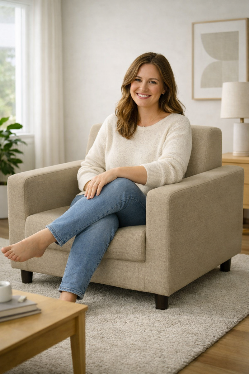 Anyseat 1-Seater Sofa Cover – Plain Beige Style Slipcover for Living Room Chair Protection