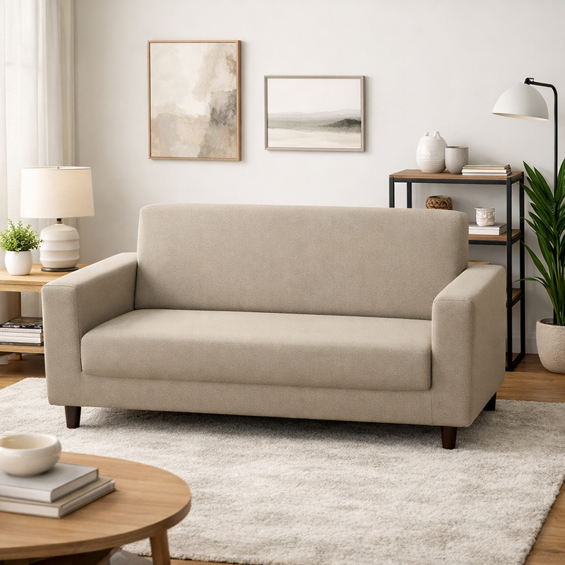 Anyseat 2-Seater Sofa Cover – Plain Beige Style Slipcover for Living Room Chair Protection