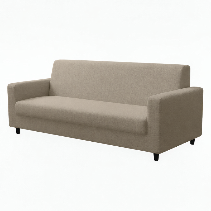 Anyseat 3-Seater Sofa Cover – Plain Beige Style Slipcover for Living Room Chair Protection