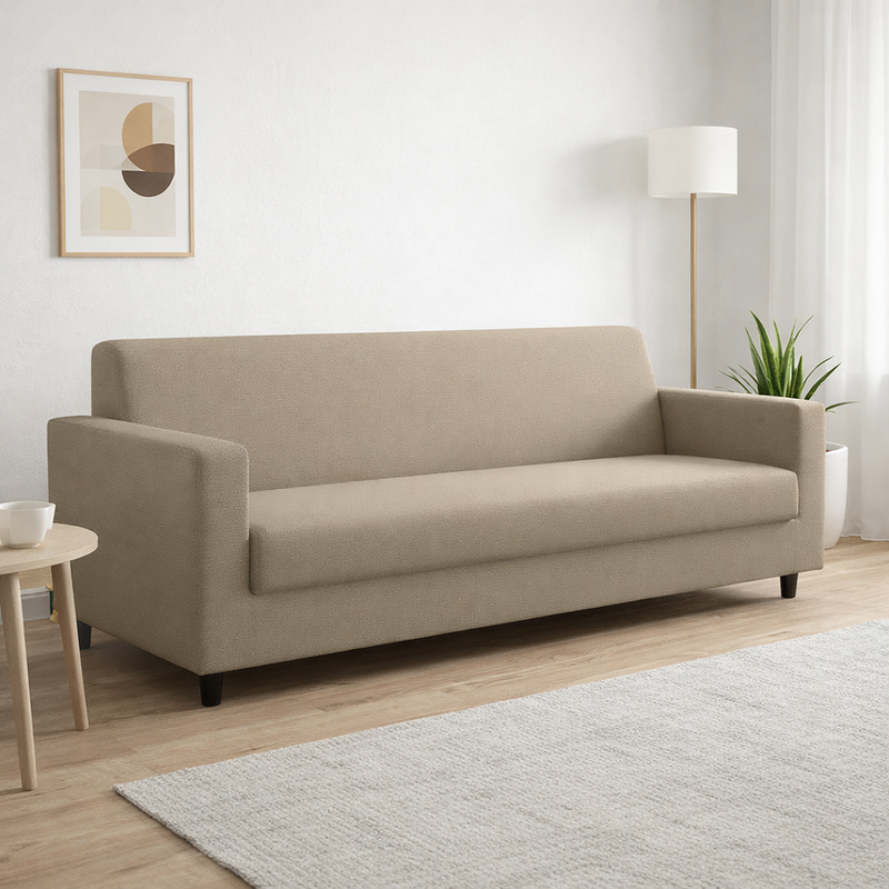 Anyseat 3-Seater Sofa Cover – Plain Beige Style Slipcover for Living Room Chair Protection