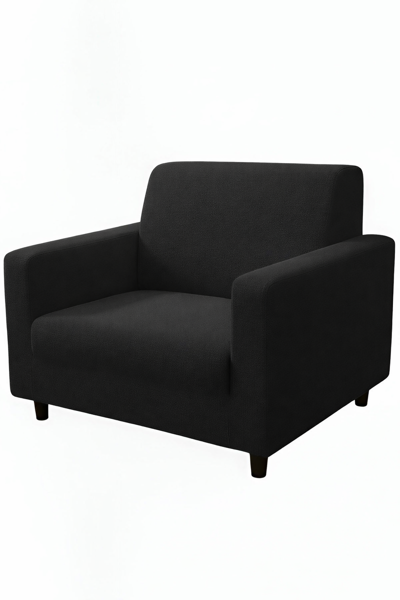 Anyseat 1-Seater Sofa Cover – Plain Black Style Slipcover for Living Room Chair Protection