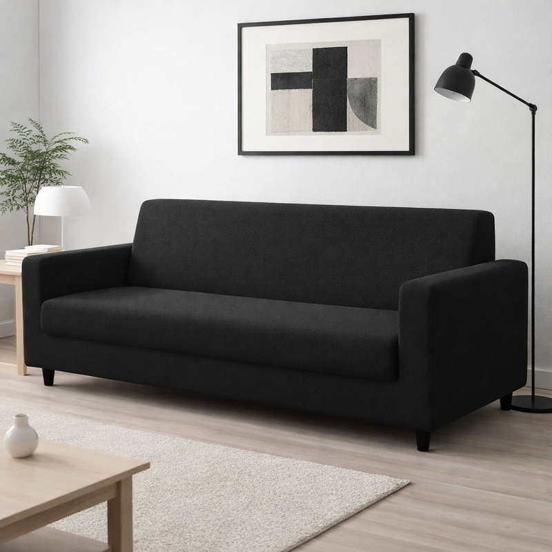 Anyseat 3-Seater Sofa Cover – Plain Gray Style Slipcover for Living Room Chair Protection