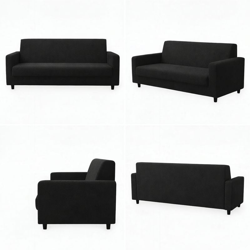 Anyseat 3-Seater Sofa Cover – Plain Gray Style Slipcover for Living Room Chair Protection