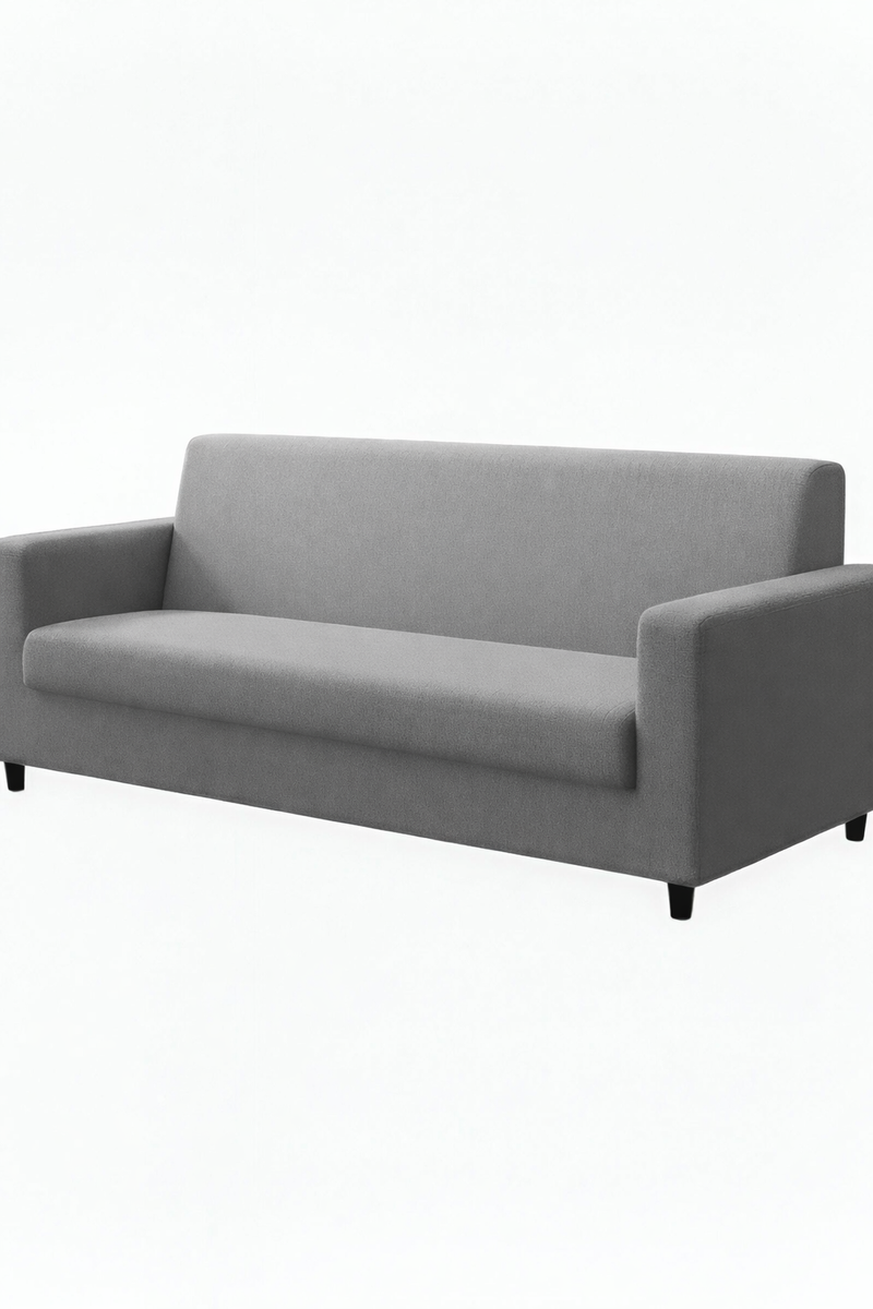 Anyseat 4-Seater Sofa Cover – Plain Ash Grey Style Slipcover for Living Room Chair Protection