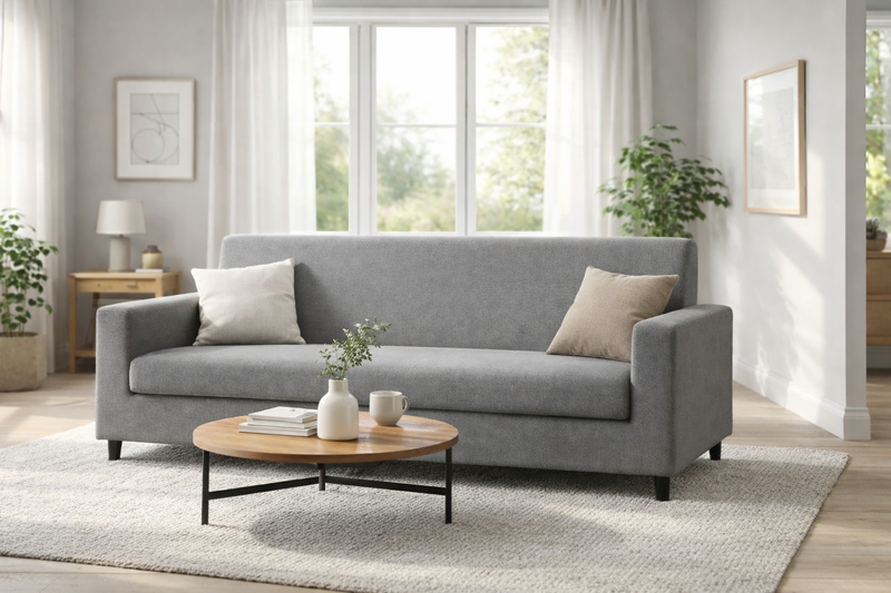 Anyseat 3-Seater Sofa Cover – Ash Grey Style Slipcover for Living Room Chair Protection