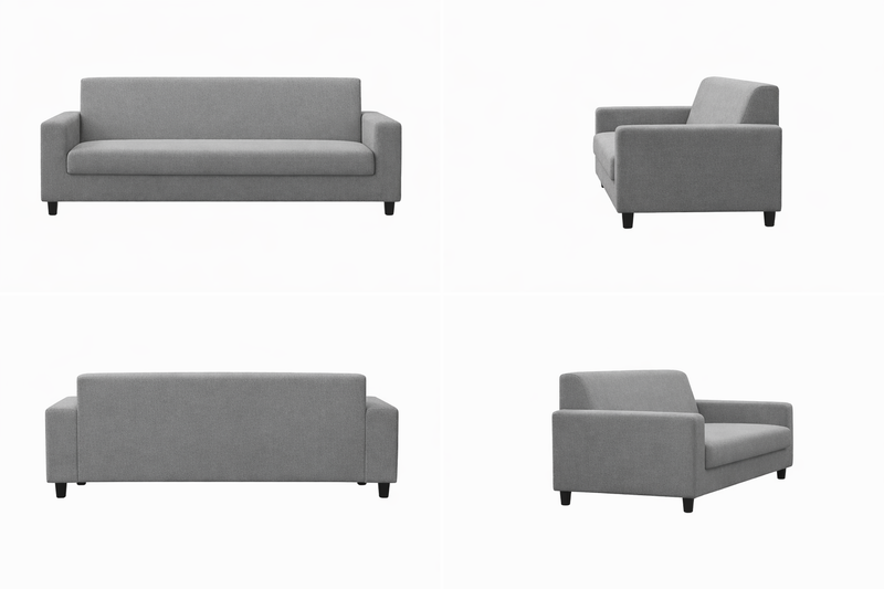 Anyseat 4-Seater Sofa Cover – Plain Ash Grey Style Slipcover for Living Room Chair Protection