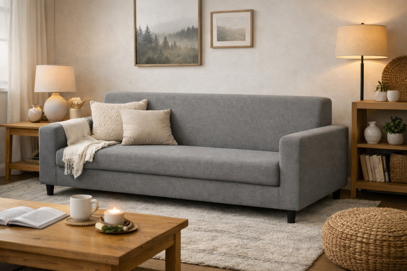 Anyseat 4-Seater Sofa Cover – Plain Ash Grey Style Slipcover for Living Room Chair Protection