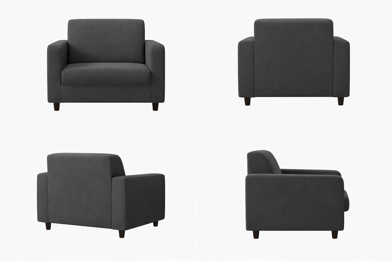 Anyseat 1-Seater Sofa Cover – Plain Dark Grey Style Slipcover for Living Room Chair Protection