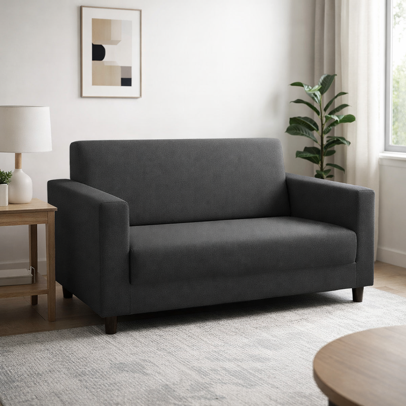 Anyseat 2-Seater Sofa Cover – Plain Dark Grey Style Slipcover for Living Room Chair Protection
