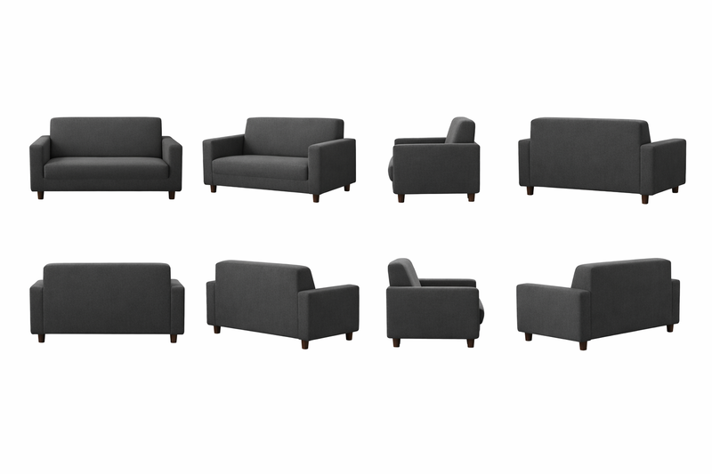 Anyseat 2-Seater Sofa Cover – Plain Dark Grey Style Slipcover for Living Room Chair Protection