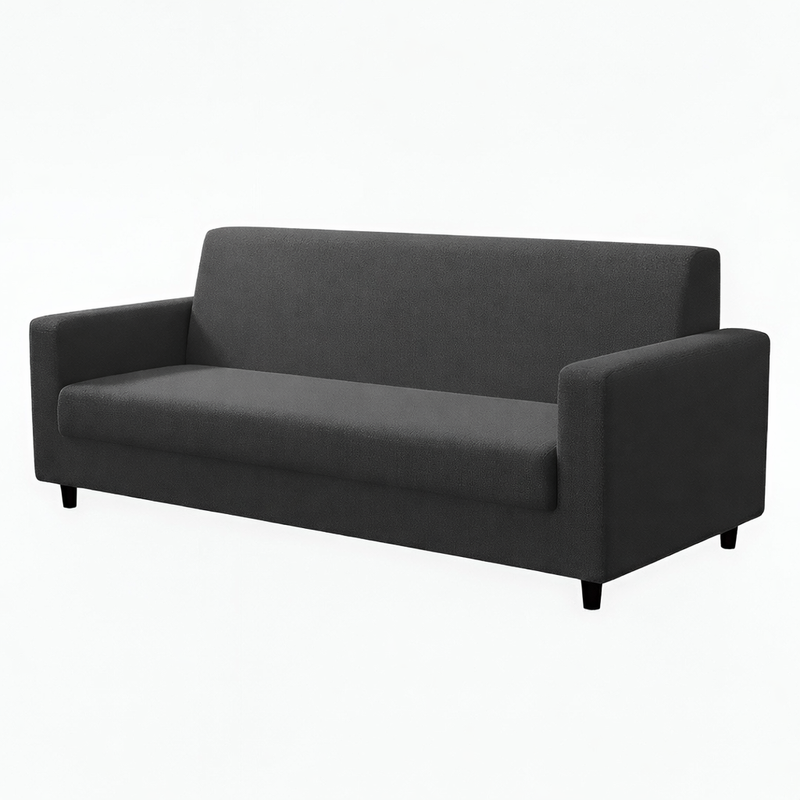 Anyseat 4-Seater Sofa Cover – Plain Dark Grey Style Slipcover for Living Room Chair Protection