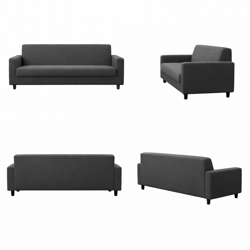 Anyseat 3-Seater Sofa Cover – Plain Dark Grey Style Slipcover for Living Room Chair Protection