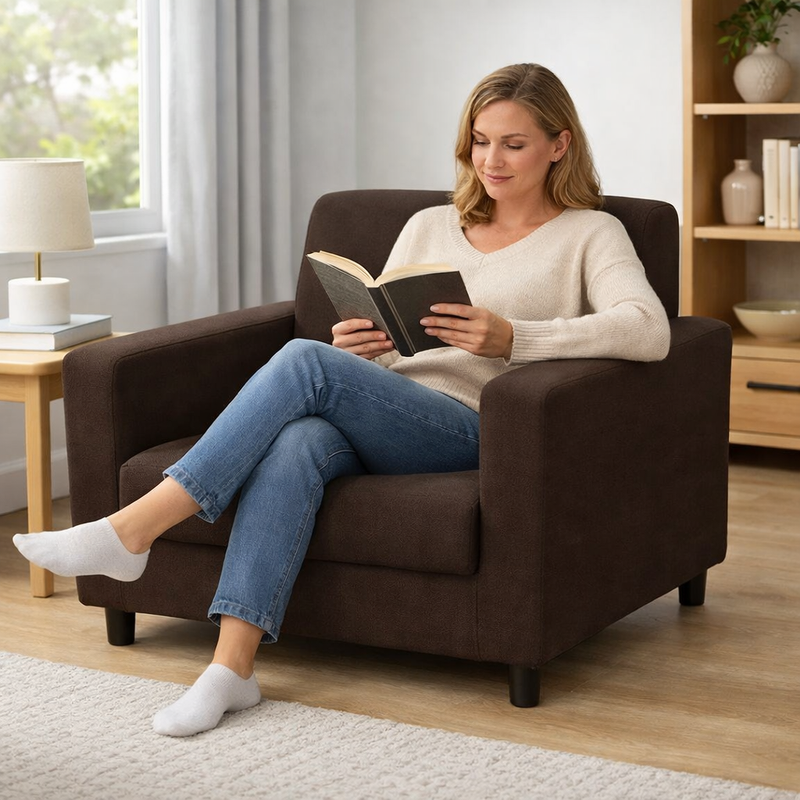 Anyseat 1-Seater Sofa Cover – Plain Coffee Style Slipcover for Living Room Chair Protection
