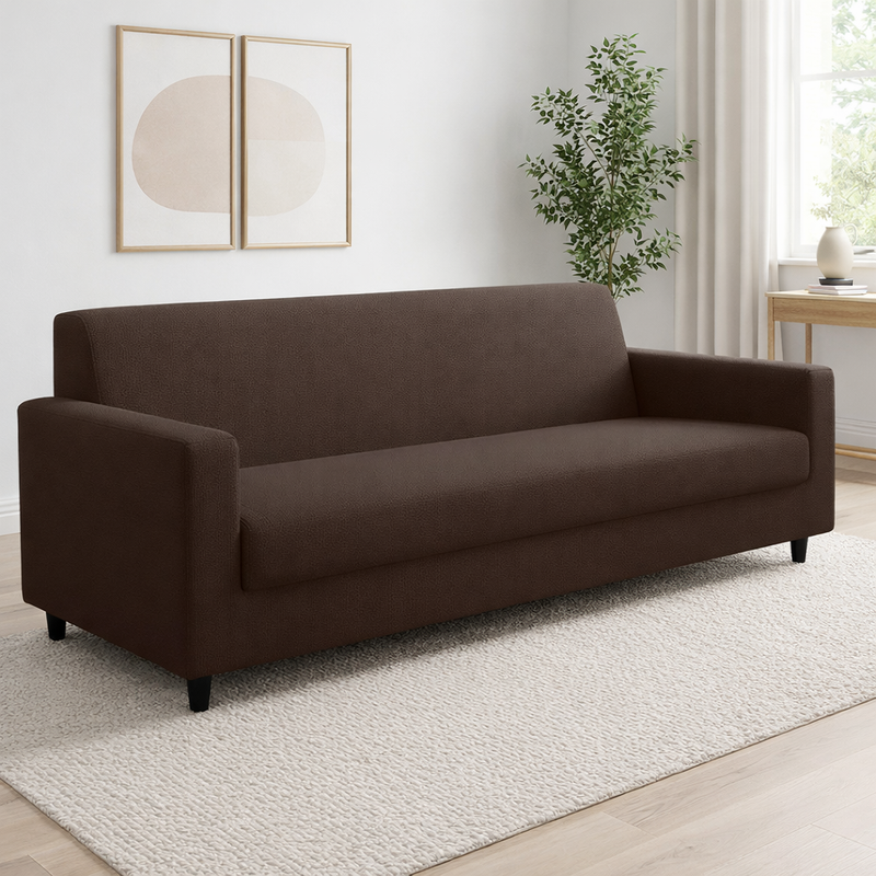 Anyseat 4-Seater Sofa Cover – Plain Coffee Style Slipcover for Living Room Chair Protection