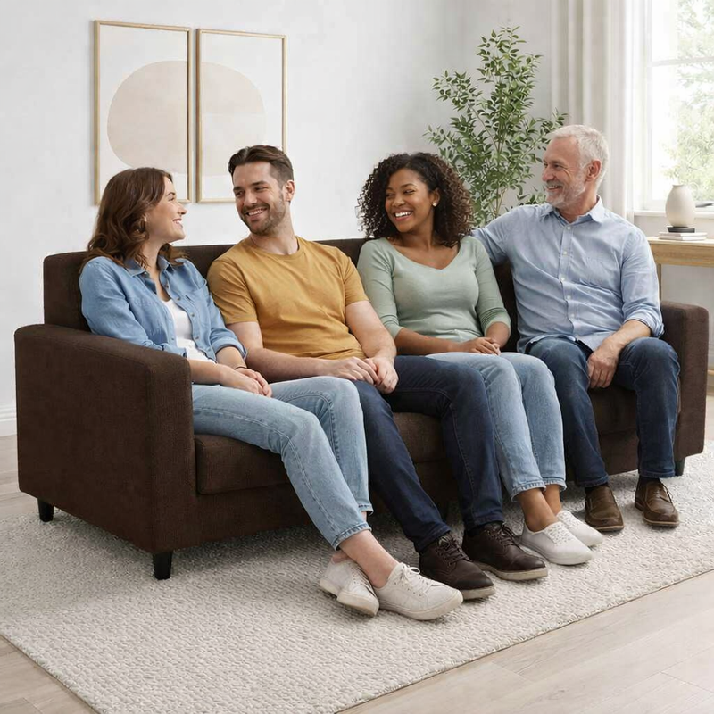 Anyseat 4-Seater Sofa Cover – Plain Coffee Style Slipcover for Living Room Chair Protection
