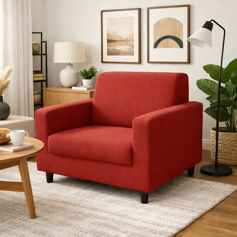 Anyseat 1-Seater Sofa Cover – Plain Wine Red Style Slipcover for Living Room Chair Protection