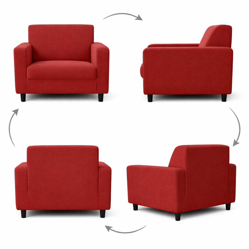 Anyseat 1-Seater Sofa Cover – Plain Wine Red Style Slipcover for Living Room Chair Protection