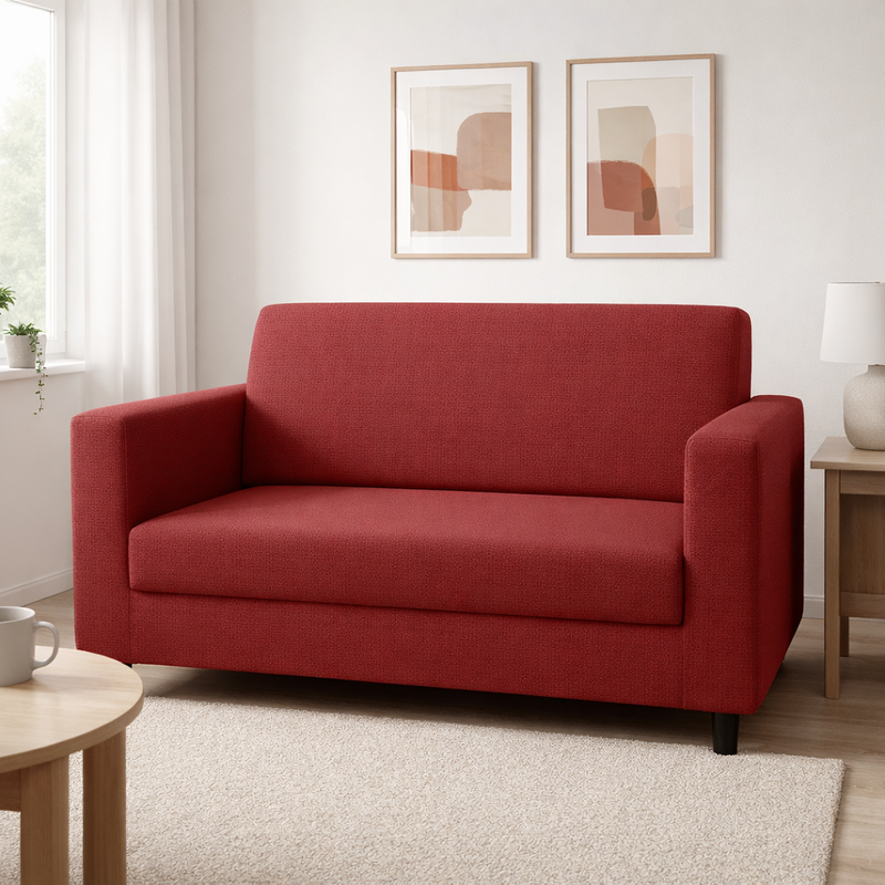 Anyseat 2-Seater Sofa Cover – Plain Wine Red Style Slipcover for Living Room Chair Protection