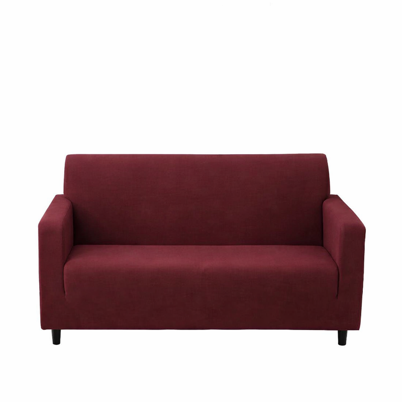 Anyseat 4-Seater Sofa Cover – Plain Wine Red Style Slipcover for Living Room Chair Protection