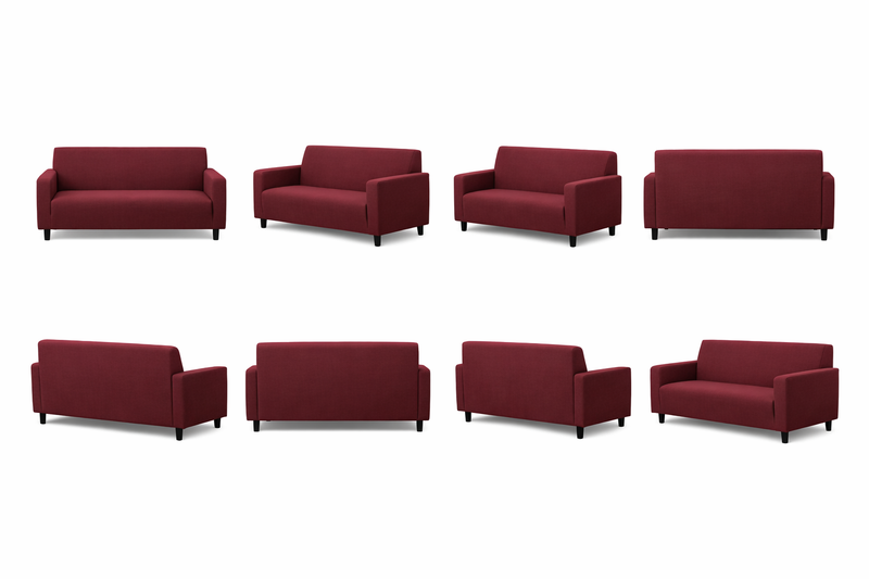 Anyseat 4-Seater Sofa Cover – Plain Wine Red Style Slipcover for Living Room Chair Protection