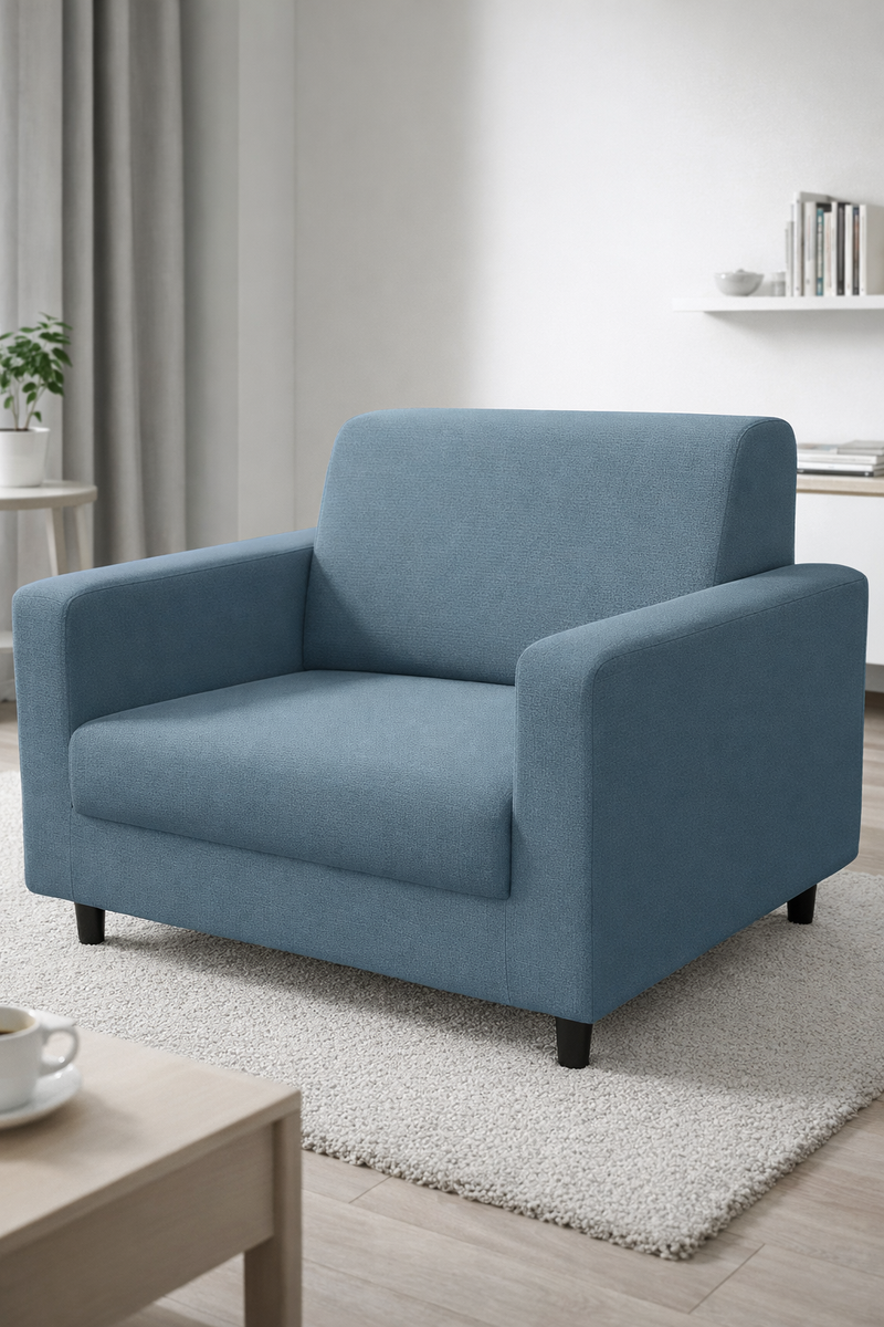 Anyseat 1-Seater Sofa Cover – Plain Grey Blue Style Slipcover for Living Room Chair Protection