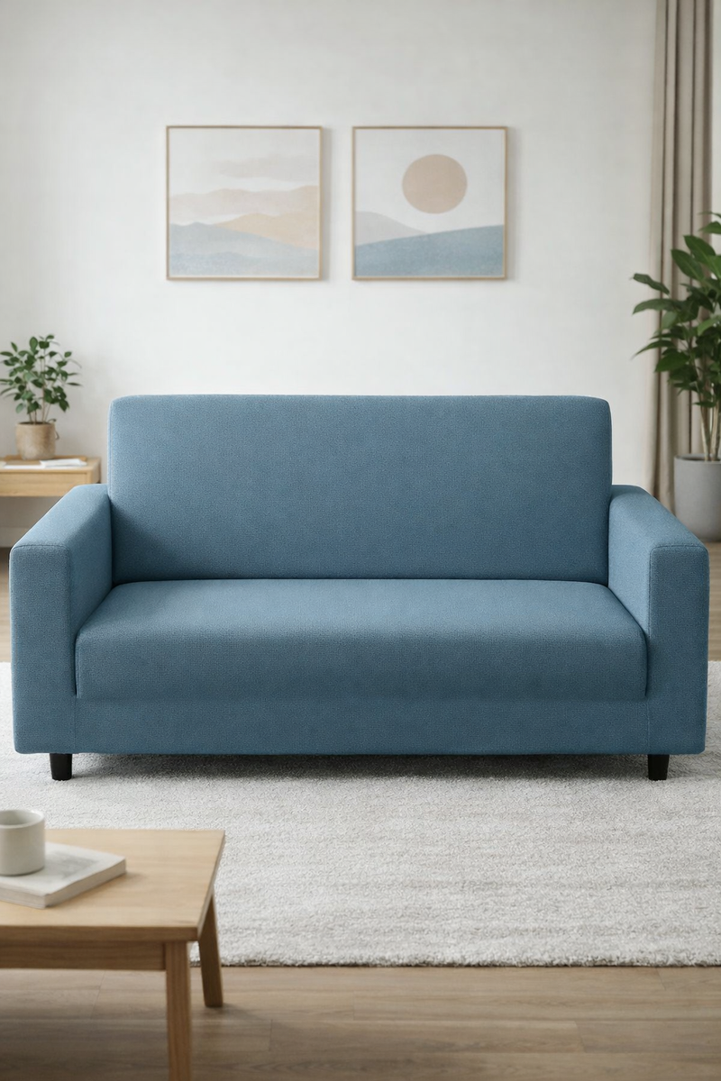 Anyseat 2-Seater Sofa Cover – Plain Grey Blue Style Slipcover for Living Room Chair Protection