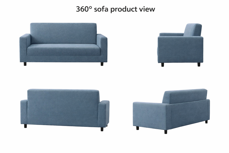 Anyseat 2-Seater Sofa Cover – Plain Grey Blue Style Slipcover for Living Room Chair Protection