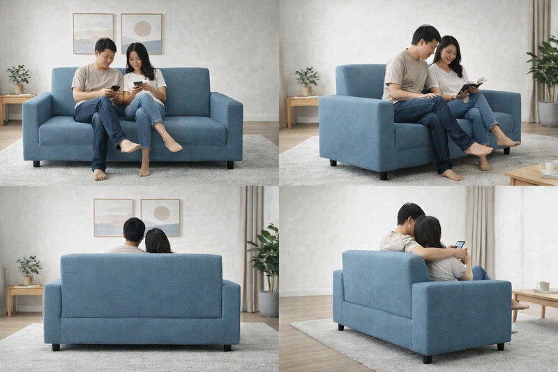 Anyseat 2-Seater Sofa Cover – Plain Grey Blue Style Slipcover for Living Room Chair Protection