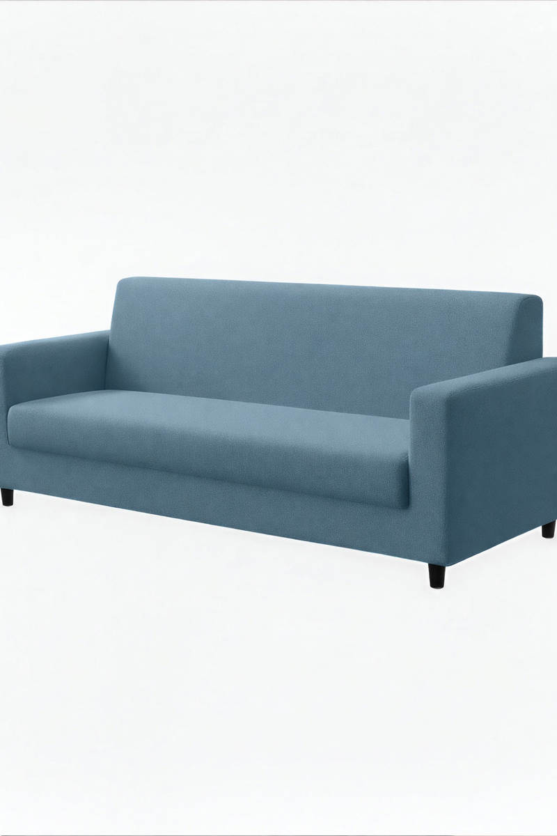Anyseat 3-Seater Sofa Cover – Plain Grey Blue Style Slipcover for Living Room Chair Protection