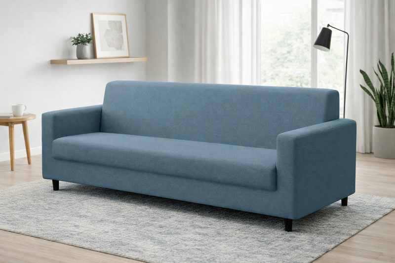 Anyseat 4-Seater Sofa Cover – Plain Grey Blue Style Slipcover for Living Room Chair Protection